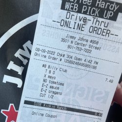 Jimmy John's - Shows that I did pay for a ranch