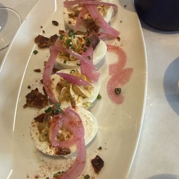 Paradiso Restaurant - Deviled Eggs! Topped with bacon and pickled onions - Italian Near Me - San Leandro, California