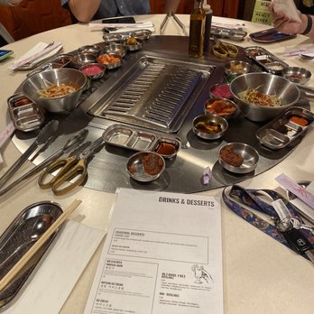 Blue House - Sides and our bbq pit; which was always being changed for our bbq pleasure - Korean Near Me - Sacramento, California
