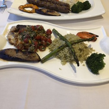 Turquoise Restaurant - Koubideh Kabob and Broiled White Fish with vegetables and rice - Mediterranean Near Me - Redondo Beach, California Turquoise Restaurant - Koubideh Kabob and Broiled White Fish with vegetables and rice - Mediterranean Near Me - Redondo Beach, California
