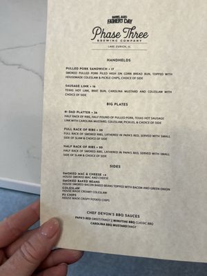 Menu photo 1 Phase Three Brewing Company Lake Zurich, IL