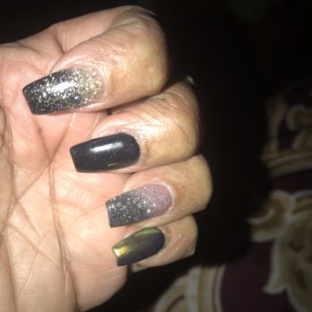 Nail Couture & Pedispa 2 - Black and Sparkle Ombré with Chrome picky - Nail Salons Near Me - Myrtle Beach, South Carolina Nail Couture & Pedispa 2 - Black and Sparkle Ombré with Chrome picky - Nail Salons Near Me - Myrtle Beach, South Carolina