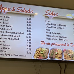 a menu on a large screen a menu on a large screen