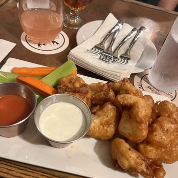 The Firkin Pub & Grill - Beer Battered Buffalo Cauliflower & Mimosa with Guava Juice - American Near Me - Long Beach, California