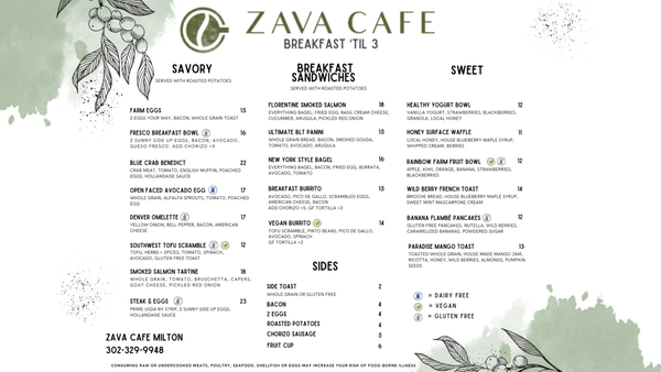 Menu photo 2 Zava Cafe Milton, DE