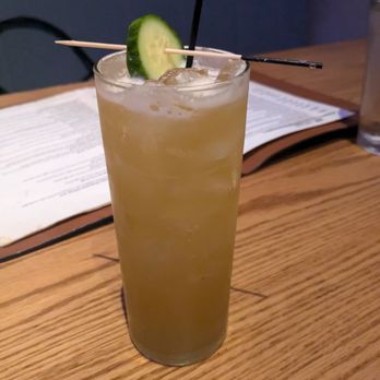 Mala Sichuan Bistro - "Social Goat" cocktail: Jasmin-infused gin, basil, cucumber, lime, and tonic - Szechuan Near Me - Houston, Texas Mala Sichuan Bistro - "Social Goat" cocktail: Jasmin-infused gin, basil, cucumber, lime, and tonic - Szechuan Near Me - Houston, Texas