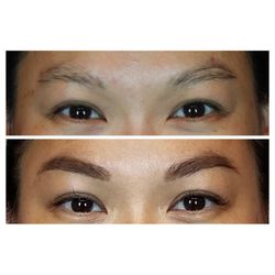 Artsybrow - Before and after photo of 1st powder session once healed.