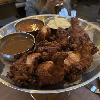 Sirene - Fried chicken with octopus kimchi sauce & mushroom madeira jus - Seafood Near Me - Oakland, California Sirene - Fried chicken with octopus kimchi sauce & mushroom madeira jus - Seafood Near Me - Oakland, California