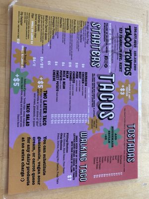 Menu photo 2 Taco Tonto's Kent, OH