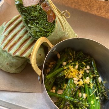 Fork & Fig - The amazing salmon wrap and the delicious broccolini with a lemon zest, yummmm! - Burgers Near Me - Albuquerque, New Mexico Fork & Fig - The amazing salmon wrap and the delicious broccolini with a lemon zest, yummmm! - Burgers Near Me - Albuquerque, New Mexico