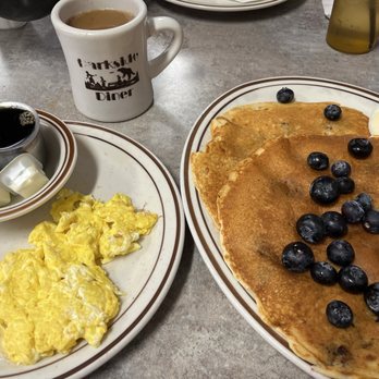 Parkside Diner - Blueberry pancakes with a side of real maple syrup, and scrambled eggs - Diners Near Me - Rochester, New York Parkside Diner - Blueberry pancakes with a side of real maple syrup, and scrambled eggs - Diners Near Me - Rochester, New York