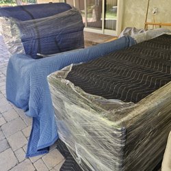 College Muscle - Desks and couch, wrapped.