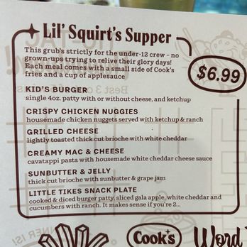 Cook's Burger Bar - Kids menu - Burgers Near Me - Williamsburg, Virginia
