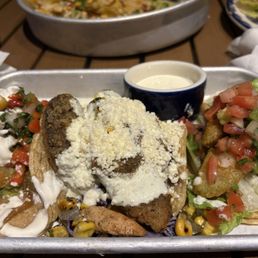 Baja shrimp, fried avocado, and mushroom tacos Baja shrimp, fried avocado, and mushroom tacos