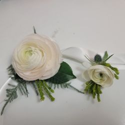 Flower Art - Huge ranuculus corsage on a ribbon