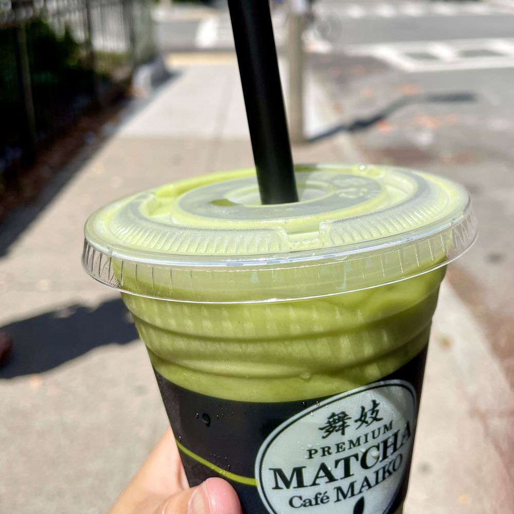 Matcha Café Maiko - A medium kokuto matcha latte with almond milk / Aug. 2022 - Bubble Tea Near Me - Boston, Massachusetts