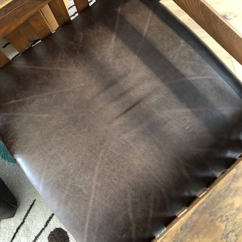 Dream House Interiors - It looks like a shadow but those are actual stripes in the leather! - Furniture Reupholstery Near Me - Thousand Oaks, California