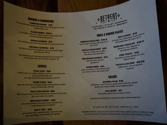 Menu photo 7 Retreat Gastropub Saint Louis, MO