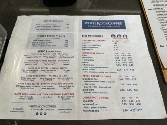 Menu photo 2 White Rock Coffee Dallas, TX Menu photo 2 White Rock Coffee Dallas, TX