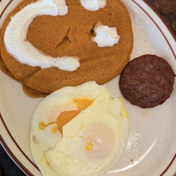 Brigs at the Crossing - Pumpkin Pancakes with side of sausage and a egg - Breakfast & Brunch Near Me - Cary, North Carolina Brigs at the Crossing - Pumpkin Pancakes with side of sausage and a egg - Breakfast & Brunch Near Me - Cary, North Carolina