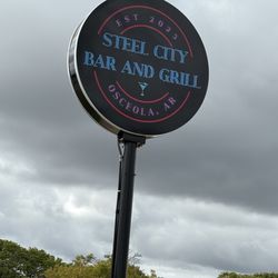 Steel City Bar and Grill - New sign posted alongside highway