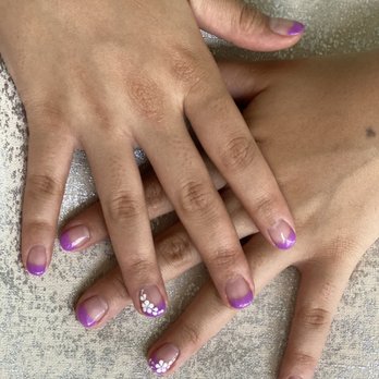 Vs nails - My daughter like her French lilac shellac with flowers by Mary - Nail Technicians Near Me - Highlands Ranch, Colorado