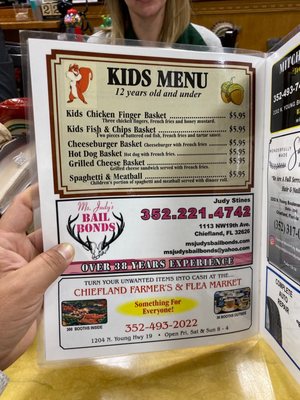 Menu photo 1 19/98 Grill Fanning Springs, FL Menu photo 1 19/98 Grill Fanning Springs, FL