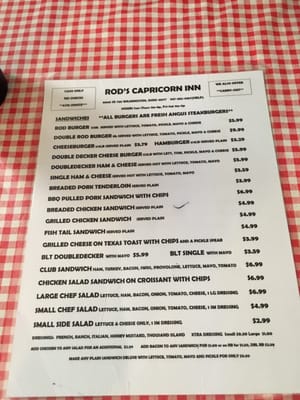 Menu photo 6 Capricorn Inn Wilmington, OH