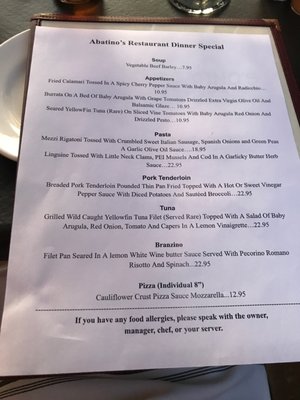 Menu photo 3 Abatino's Pizza & Pasta White Plains, NY