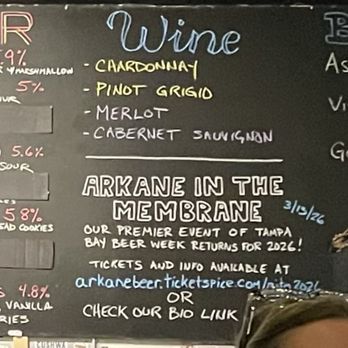 Arkane Aleworks - Wine! Yeah, the cab was ok. And upcoming: Arkane in the Membrane beer-week-event Mar 13th 2026! - Breweries Near Me - Largo, Florida