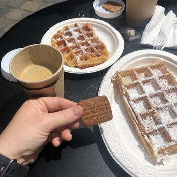 Maison Dandoy - One of each type of waffle the Brussels waffle and the Liège waffle. - Bakeries Near Me - Brussels, BRU Maison Dandoy - One of each type of waffle the Brussels waffle and the Liège waffle. - Bakeries Near Me - Brussels, BRU