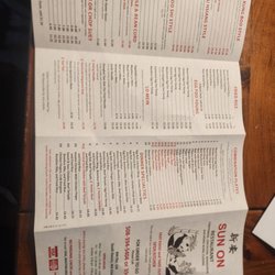 Sun On Restaurant - Menu 4/18/23