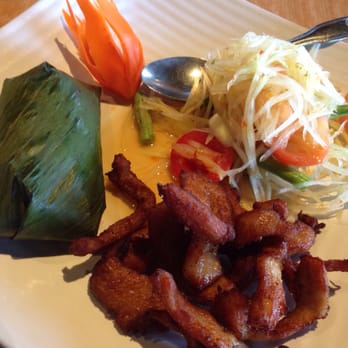 Yupha's Thai Kitchen - Pork jerky, comes with sticky rice and papaya salad. - Thai Near Me - Tempe, Arizona
