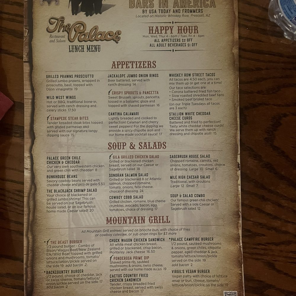 The Palace - Menu Nov 2025 - Bars Near Me - Prescott, Arizona The Palace - Menu Nov 2025 - Bars Near Me - Prescott, Arizona