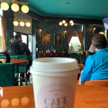 Cafe Deko - Lavender honey latte, seating area - Coffee & Tea Near Me - Chicago, Illinois
