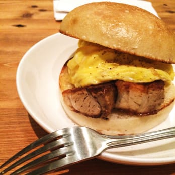 C&B - PIG & EGG sandwich: Pork Belly. Perfectly Cooked Eggs. Toasty White Roll - Coffee & Tea Near Me - New York, New York C&B - PIG & EGG sandwich: Pork Belly. Perfectly Cooked Eggs. Toasty White Roll - Coffee & Tea Near Me - New York, New York