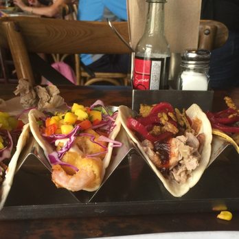 Session Taco - Delmar Loop - Tacos L to R:Habanero Chicken, Shrimp, BBQ Duck(2), Baja Fish - Cocktail Bars Near Me - St. Louis, Missouri Session Taco - Delmar Loop - Tacos L to R:Habanero Chicken, Shrimp, BBQ Duck(2), Baja Fish - Cocktail Bars Near Me - St. Louis, Missouri