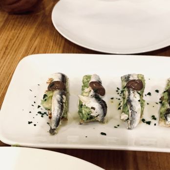 Ibiza Kitchen - That Salty Taste...Which I Love: (Sour Dough Toast Topped W/ Avocado Mash & Garum Marinated Anchovies) Tasty- But @ $14? - Mediterranean Near Me - Chappaqua, New York