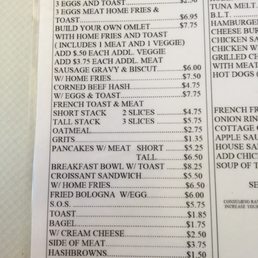 Breakfast menu