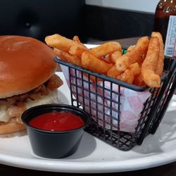 Butcher Block - Mushroom and Swiss Burger and Sea Salt French Fries