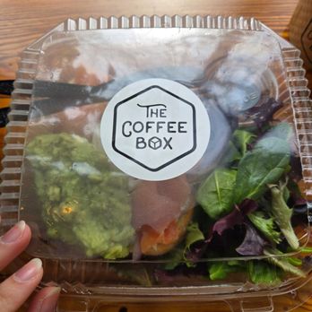 The Coffee Box - Salmon toast with avocado and a poached egg, comes with salad - Coffee & Tea Near Me - Rahway, New Jersey The Coffee Box - Salmon toast with avocado and a poached egg, comes with salad - Coffee & Tea Near Me - Rahway, New Jersey