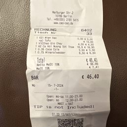 Paid Receipt for food that we literally took a tiny taste and was repulsed so plates were all 99% in tact.
