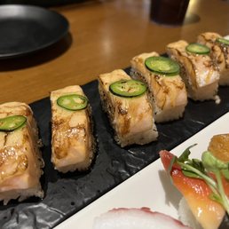 a variety of sushi and rolls