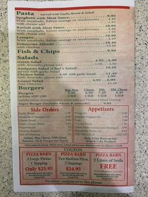 Menu photo 6 Pizza Barn La Verne, CA