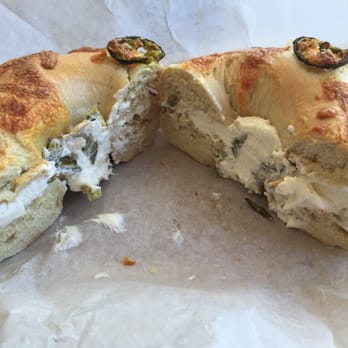 Everything Bagel Cafe - Jalapeño Cheddar Bagel with Jalapeño Horseradish Cream Cheese - Bagels Near Me - North Wales, Pennsylvania