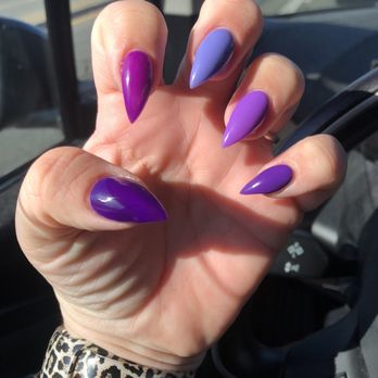 NAILS 4 YOU - Shortish stilettos in all the purples - Nail Salons Near Me - El Cerrito, California