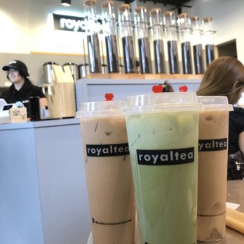 ROYALTEA - Left to right: Royal bubble tea, matcha latte, and royal tea with jelly - Bubble Tea Near Me - Orlando, Florida ROYALTEA - Left to right: Royal bubble tea, matcha latte, and royal tea with jelly - Bubble Tea Near Me - Orlando, Florida
