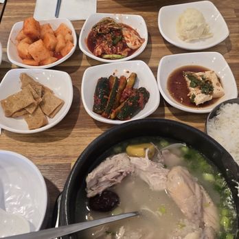 Tang - Samgyetang and mulnaengmyeon Chicken soup with ginseng and buckwheat noodles in cold broth - Korean Near Me - Las Vegas, Nevada Tang - Samgyetang and mulnaengmyeon Chicken soup with ginseng and buckwheat noodles in cold broth - Korean Near Me - Las Vegas, Nevada