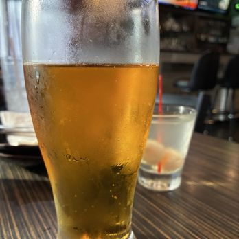 Jasmine's Thai and Sushi - The little glass behind the beer is the size of the cocktails. Which is more like a shot. - Sushi Bars Near Me - Pickerington, Ohio