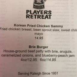 Drink menu had two (2) featured burgers that they didn't have on their standard dine-in menu Drink menu had two (2) featured burgers that they didn't have on their standard dine-in menu